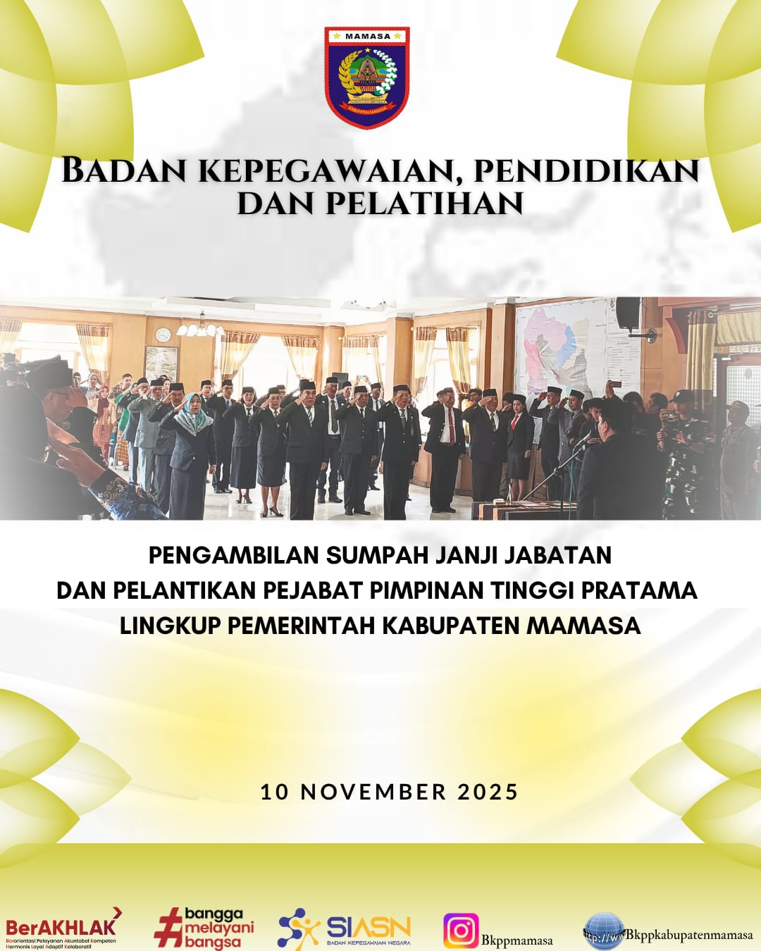 Pengambilan Sumpah Janji Jabatan dan Pelantikan Pejabat Pimpinan Tinggi Pratama Lingkup Pemerintah Kabupaten Mamasa
