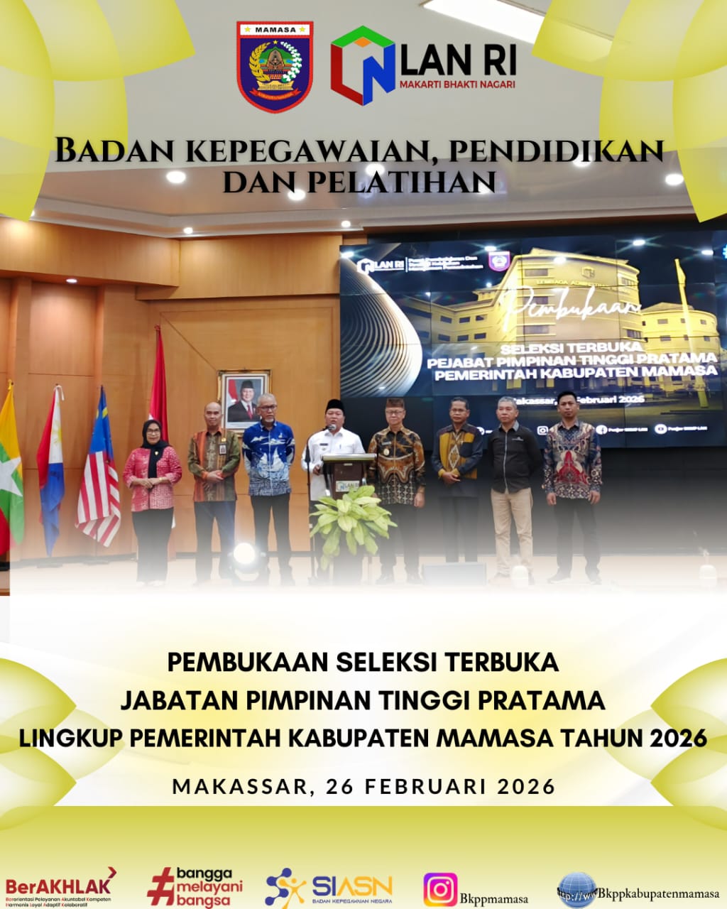 Pembukaan Seleksi Terbuka Jabatan Pimpinan Tinggi Pratama Lingkup Pemerintah Kabupaten Mamasa Tahun 2026